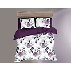 Bettwäsche mit floralem Muster in weiss und violett